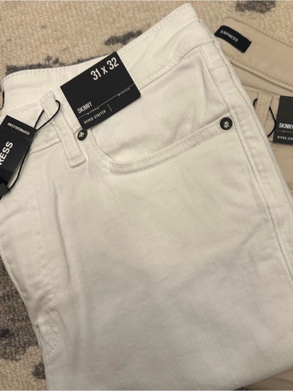 Express Men’s Skinny Jeans - 2 Pairs Light Blue & White (31 x 32)